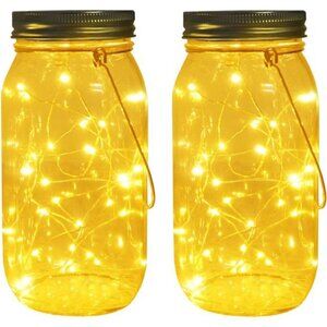 Solar Mason Jar Lights, Large Size Bigger Glass Mason Jar with 30 LEDs Lights